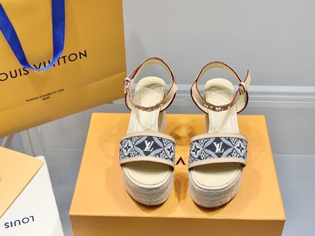 Louis Vuitton Straw WedGes Sandals