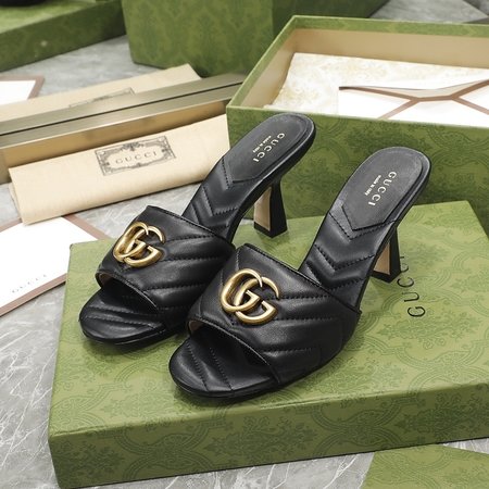 Gucci GG buckle high heel slippers