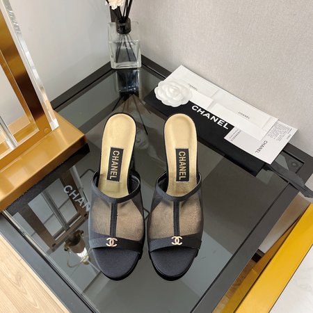 Chanel fish mouth high heel sandals and slippers