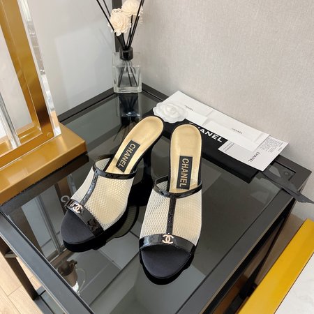 Chanel fish mouth high heel sandals and slippers