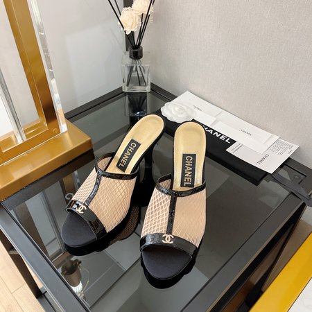 Chanel fish mouth high heel sandals and slippers