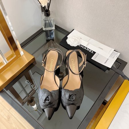 Chanel Camellia Kitten Heels Sandals