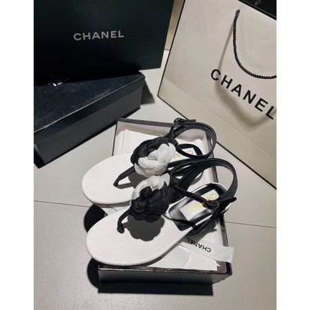 Chanel Camellia Sandals Slippers Sheepskin