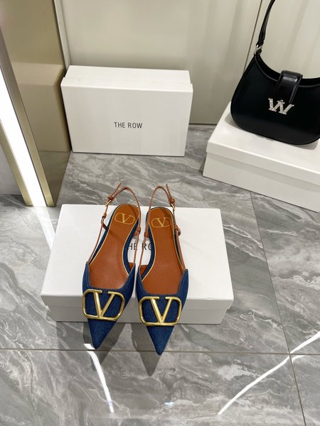 Valentino Big V buckle denim sandals and slippers
