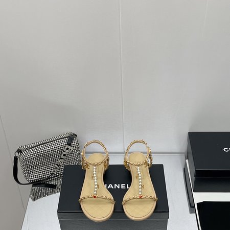 Chanel pearl chain sandals