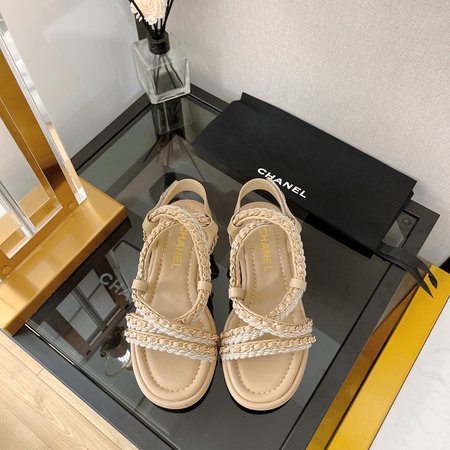 Chanel Sandals Cross Braided Rope Chain