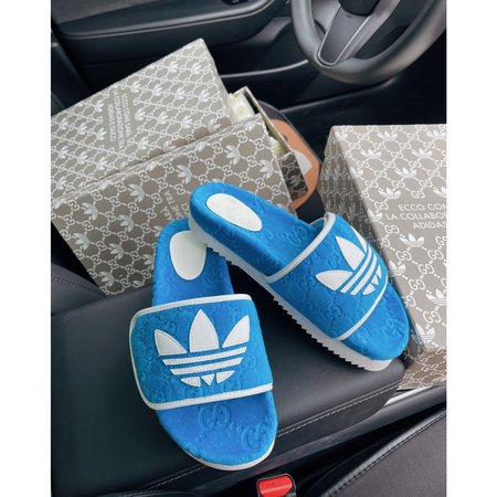 Gucci x Adidas collaboration retro slippers