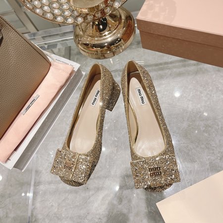 Miu Miu Square Toe Chunky Chain Pearl Mary Janes