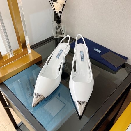 Prada triangle buckle stiletto shoes