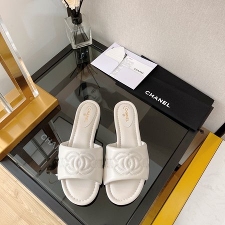 Chanel embroidered logo slides