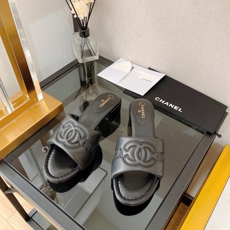 Chanel embroidered logo slides
