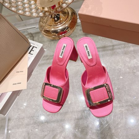 Miu Miu Metal Buckle Half Slippers