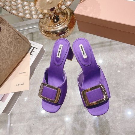 Miu Miu Metal Buckle Half Slippers