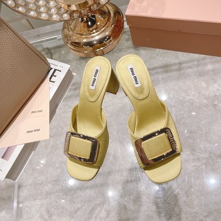 Miu Miu Metal Buckle Half Slippers