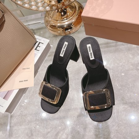 Miu Miu Metal Buckle Half Slippers