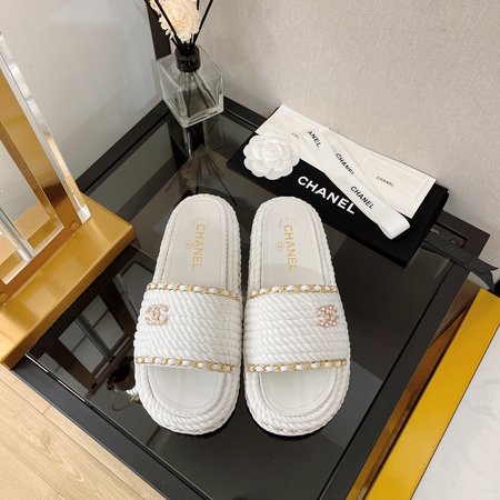 Chanel chain rope slippers