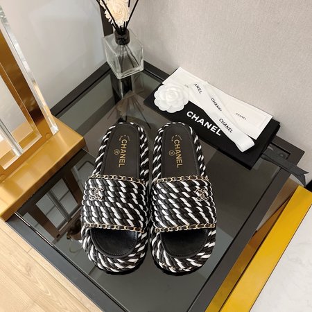 Chanel chain rope slippers