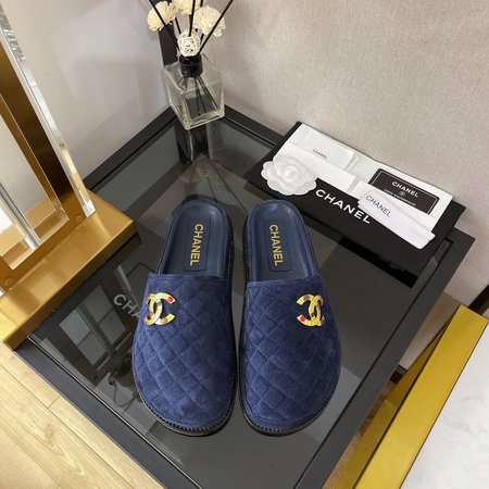 Chanel Rhombus Half Slippers Large CC Metal Jewelry Buckle Decoration