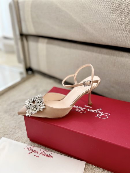 Roger Viver Bouquet Strass diamond buckle high-heeled sandals