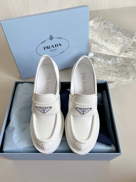 Prada High Heel Loafers Classic Triangle Logo