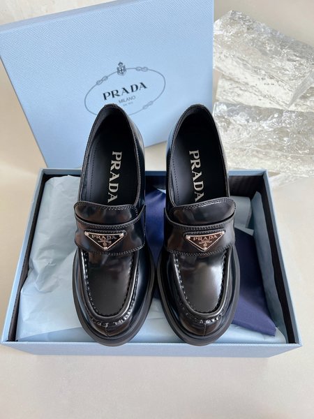 Prada High Heel Loafers Classic Triangle Logo
