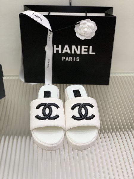 Chanel Logo Wedges Sandals