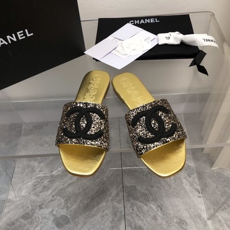 Chanel lambskin slippers