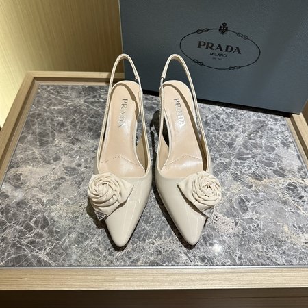 Prada Patent leather sheepskin lined back sandals