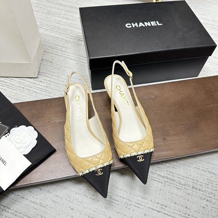 Chanel pointed toe diamond chain sandals