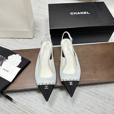 Chanel pointed toe diamond chain sandals
