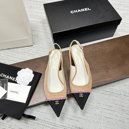 Chanel pointed toe diamond chain sandals