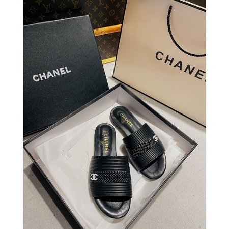 Chanel lambskin slippers
