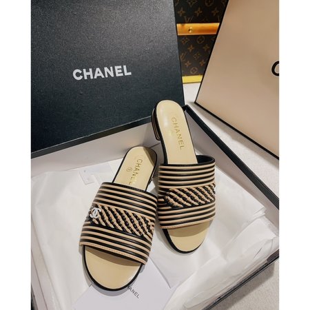 Chanel lambskin slippers