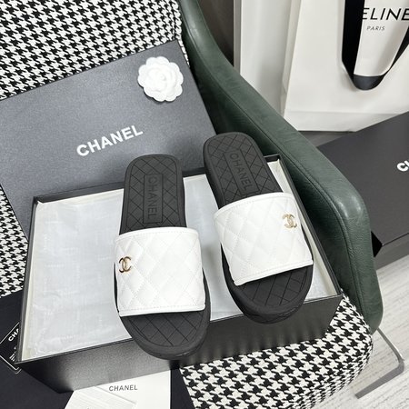 Chanel CC metal buckle slippers