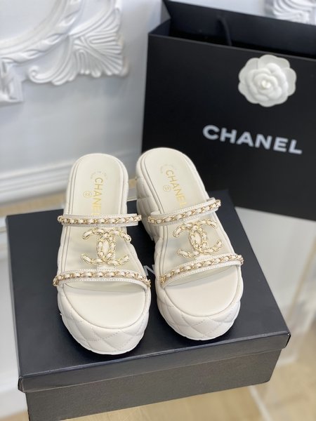 Chanel platform slippers