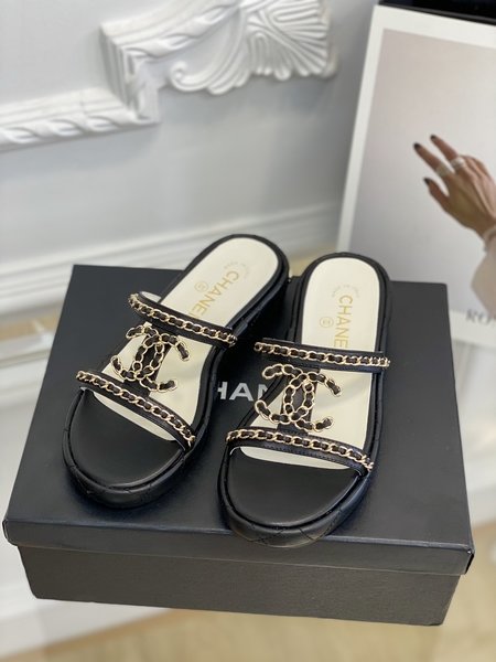 Chanel platform slippers