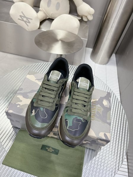 Valentino Camouflage fabric nappa leather sneakers