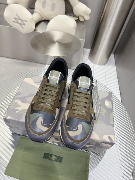 Valentino Camouflage fabric nappa leather sneakers