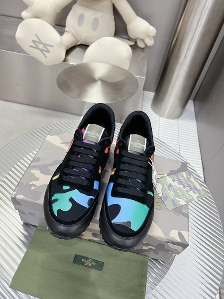 Valentino Camouflage fabric nappa leather sneakers