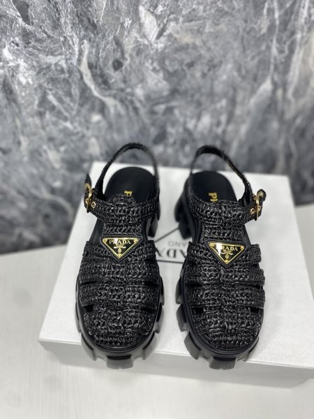 Prada woven platform rubber sandals