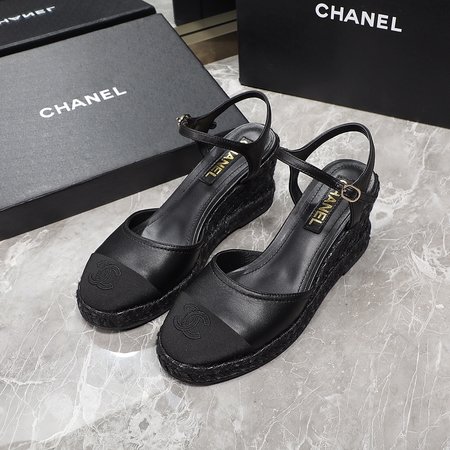 Chanel large sole wedge sandals