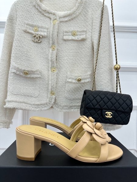 Chanel camellia slippers