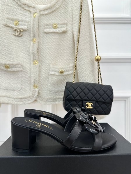 Chanel camellia slippers