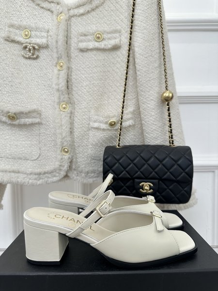Chanel square diamond buckle sandals