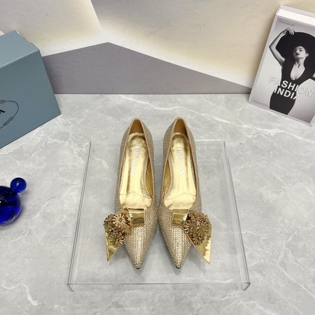 Prada Pointed toe flower rhinestone women s shoes