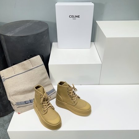 Celine Arc de Triomphe thick sole High Top canvas shoes