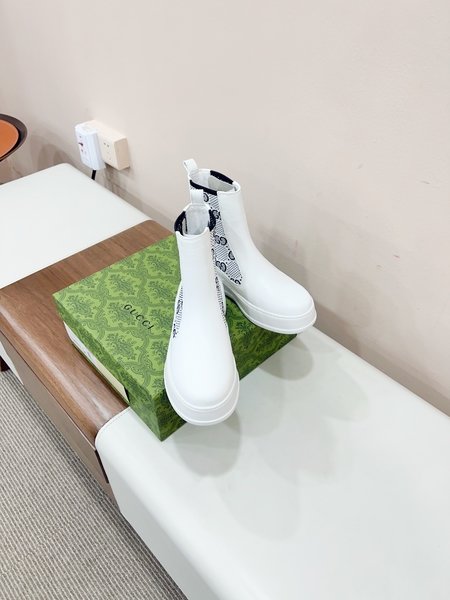 Gucci Classic double G monogram pattern thick-soled short boots Chelsea boots