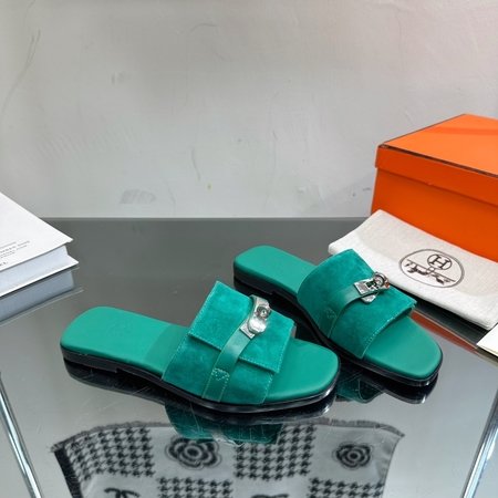 Hermes Classic Kelly buckle flat slippers thick heel slippers