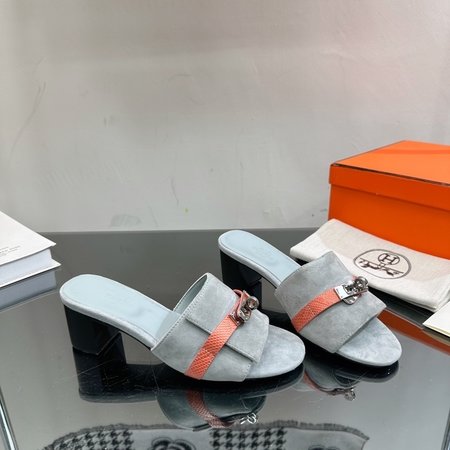 Hermes Classic Kelly buckle flat slippers thick heel slippers