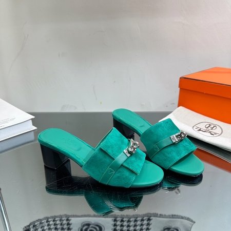 Hermes Classic Kelly buckle flat slippers thick heel slippers